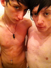 Sexy emo boys suck each others cock in the shower