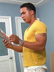 He uses both hands to make a tight tunnel to pump his fat cock