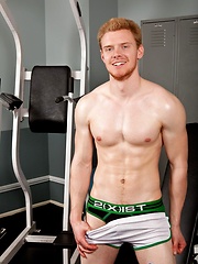 Redhead gay Even doing a solo in the Randy Blue gym