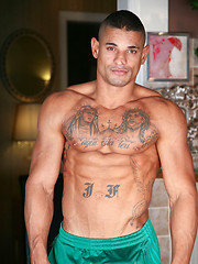 Hot tattoed latin dude riding condomed dick