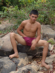 Juancho is ready for his close up as he strips off