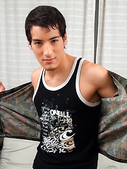 Latin boy Maximo loads his semen on beefy chest