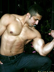 Muscled latin man posing