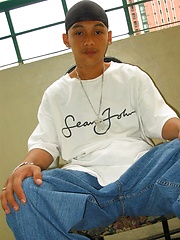 Ethnic boy from street show his uncut dick