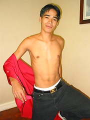 Pretty asian guy jerks hairy dick