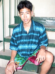 Cute brunette boy loves his body