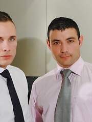 Hot supervisor rides man hard at work
