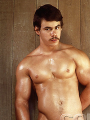 Guy with a mustache in hot retro pics